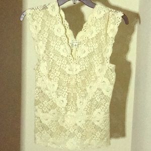 All lace see through white color blouse